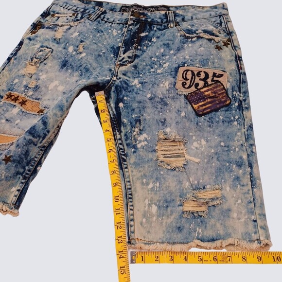 The Heritage By America Acid Wash Distressed Denim Shorts Men's Size 40 - Picture 6 of 11